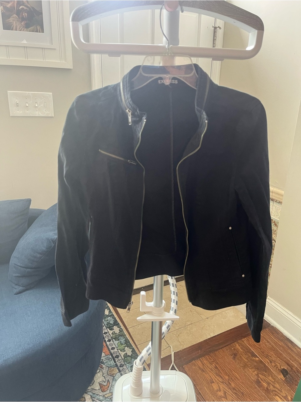 Express Black Women's Zip-Front Bomber Jacket